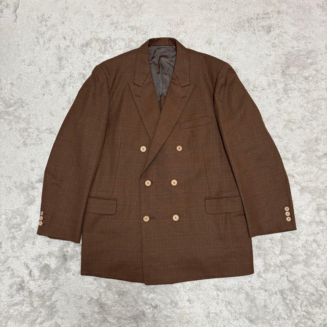 vintage セットアップダブル ボタンフライ Vスリット ブラウン BZ54