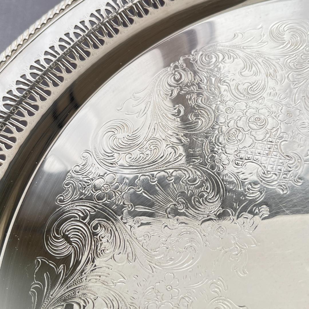 【WM ROGERS】透かしのカフェトレー / ギャラリートレー 38cm