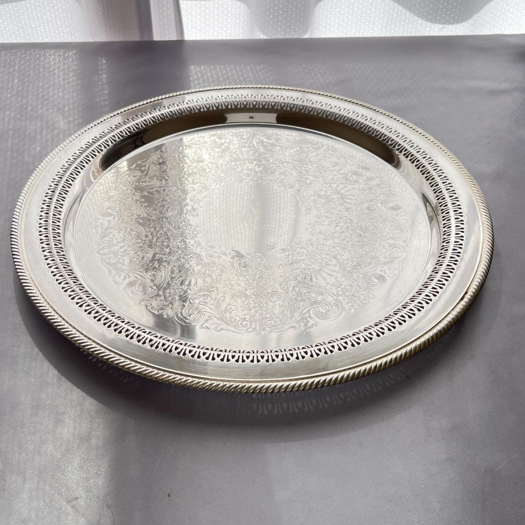 【WM ROGERS】透かしのカフェトレー / ギャラリートレー 38cm