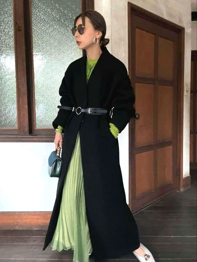 UND PLUMP SLEEVE BELTED COAT　ameri