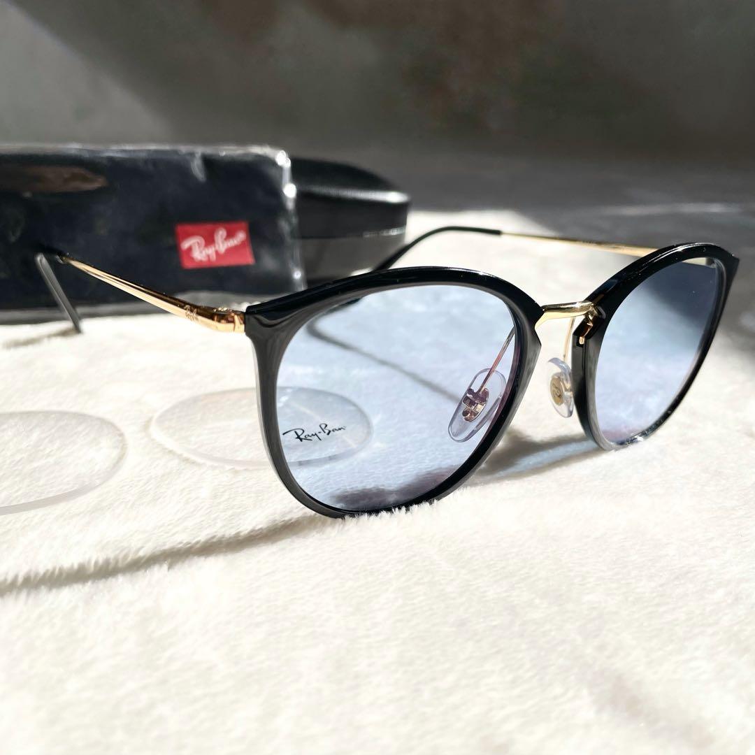 極美品 Ray Ban RB7140 ブルーレンズ ケース付き クラシック 金黒