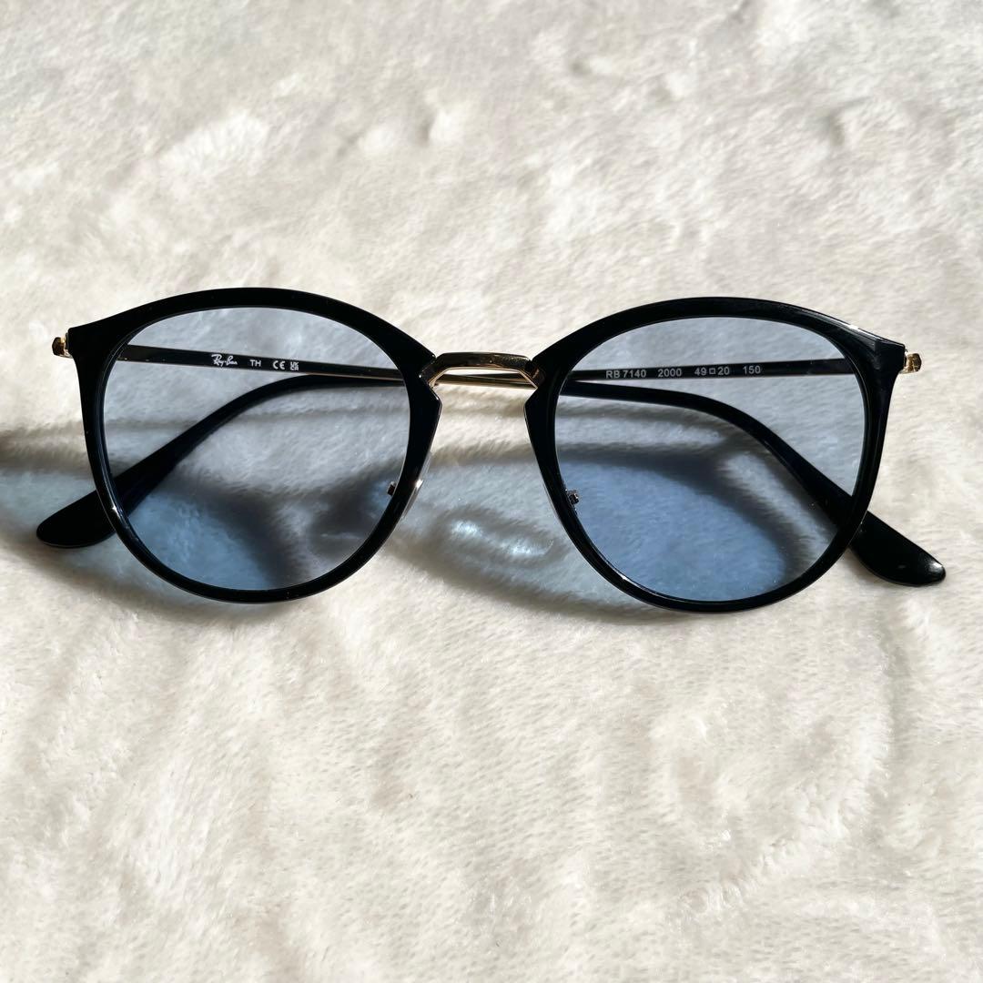 極美品 Ray Ban RB7140 ブルーレンズ ケース付き クラシック 金黒