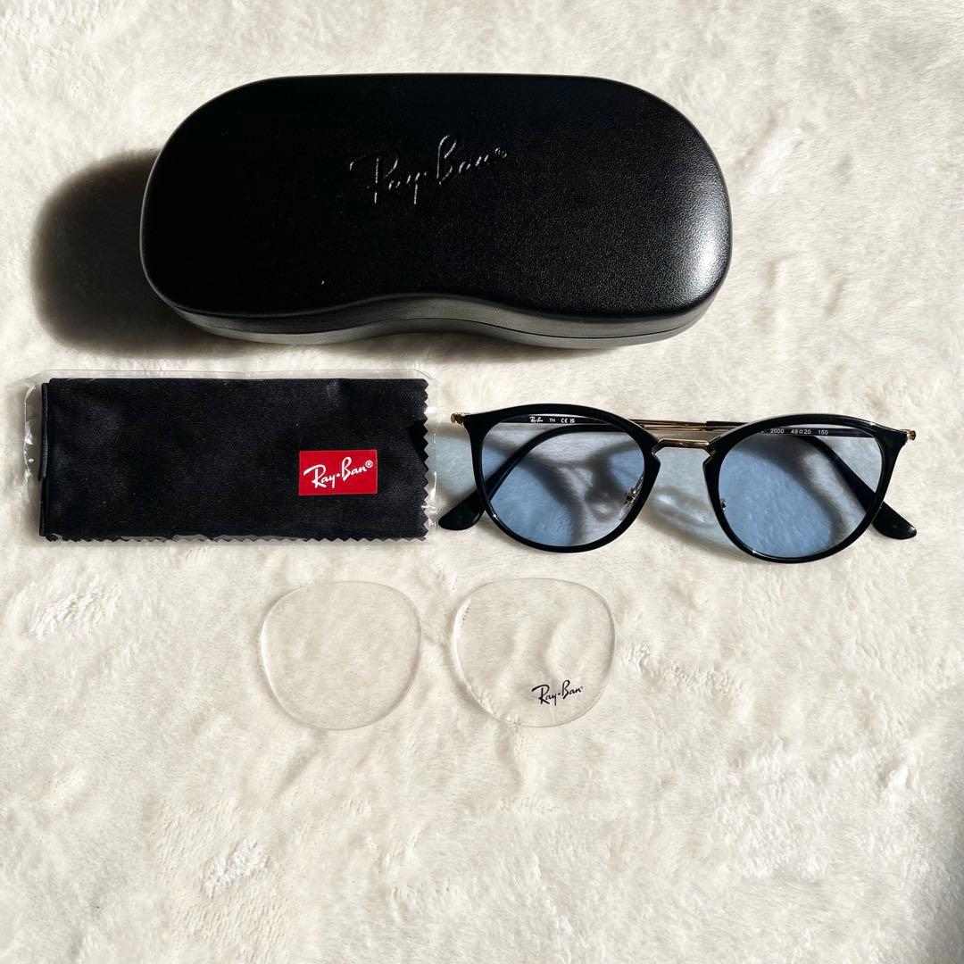 極美品 Ray Ban RB7140 ブルーレンズ ケース付き クラシック 金黒