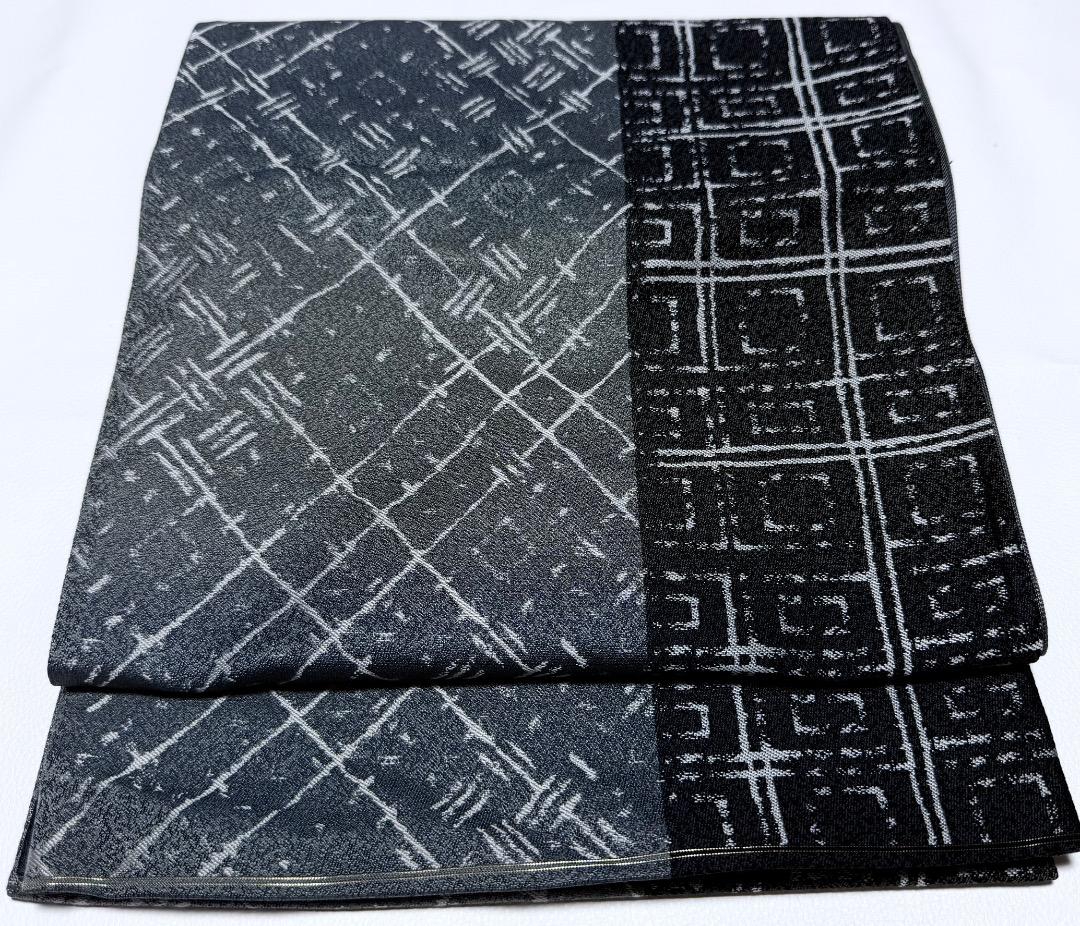 高級 袋帯 正絹 全通柄 西陣紹絕織 ブラック シャレ帯 洒落帯 訪問着 お召し