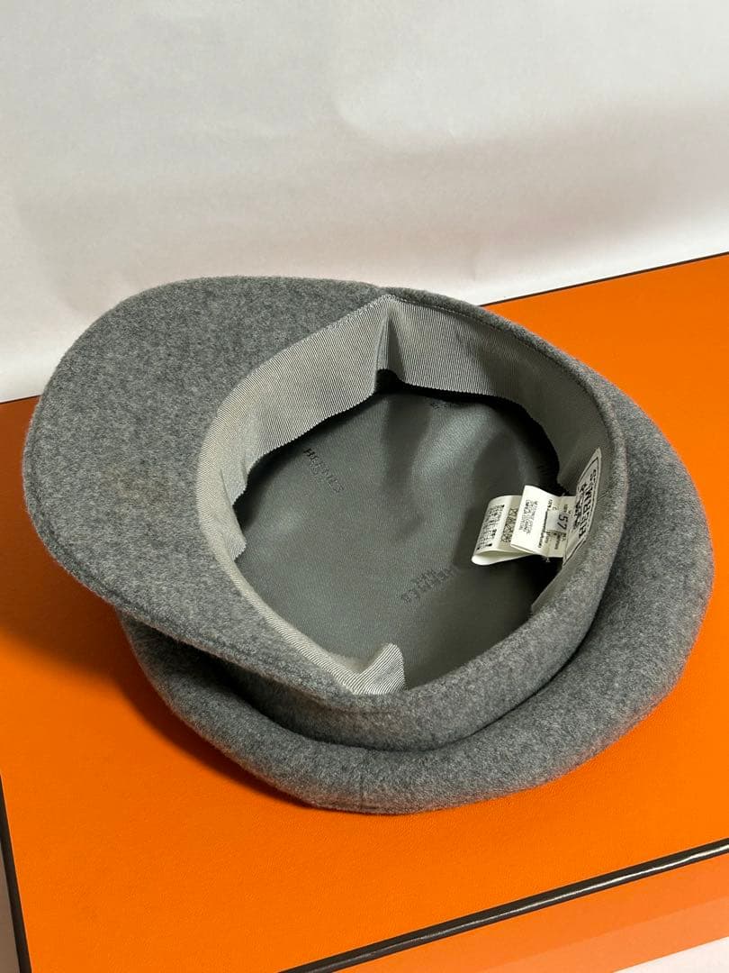 正規品・美品【HERMES】秋冬グレー カシミヤ100%キャスケット