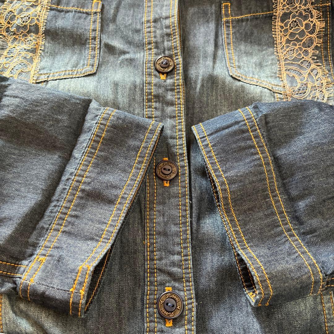 インポートロッサ デニムジャケット　フード付きワンピース　春夏羽織り 綿100%