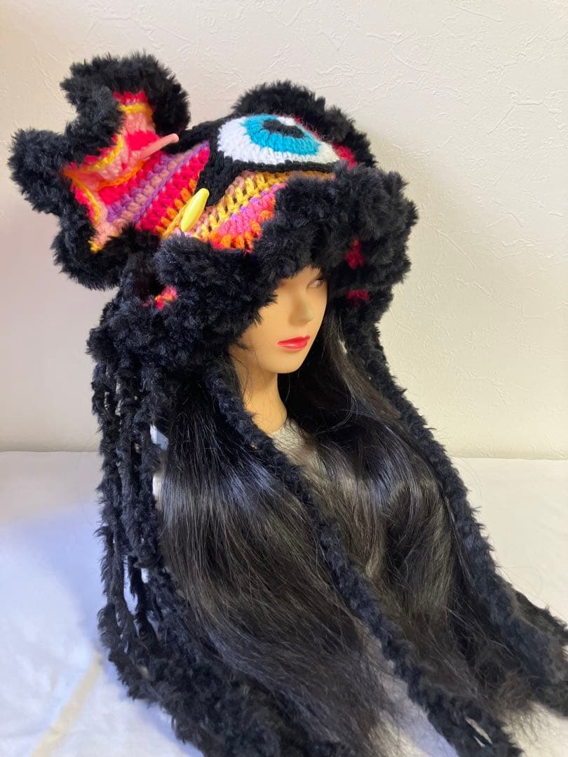 ネコ耳ニット帽　うさ耳ニット帽　アジアン　ボンネット帽子　y2k ☺︎