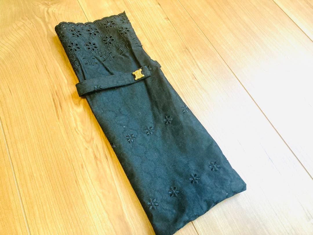 未使用　CELINE セリーヌ　マカダム総柄　日傘　ブラック