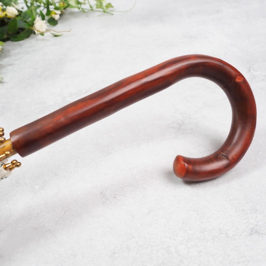 美品 イイダ傘店 日傘 ぺんぺん草 綿麻 刺繍 総柄 UVカット加工 45cm