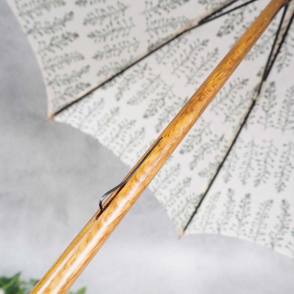 美品 イイダ傘店 日傘 ぺんぺん草 綿麻 刺繍 総柄 UVカット加工 45cm