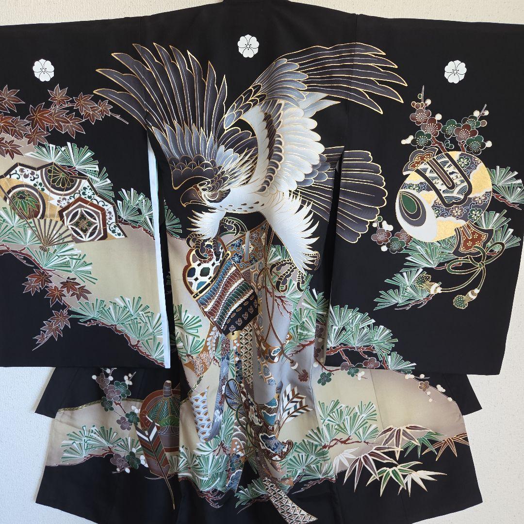 No63 正絹　男の子お祝い着物　長襦袢付き　産着　七五三