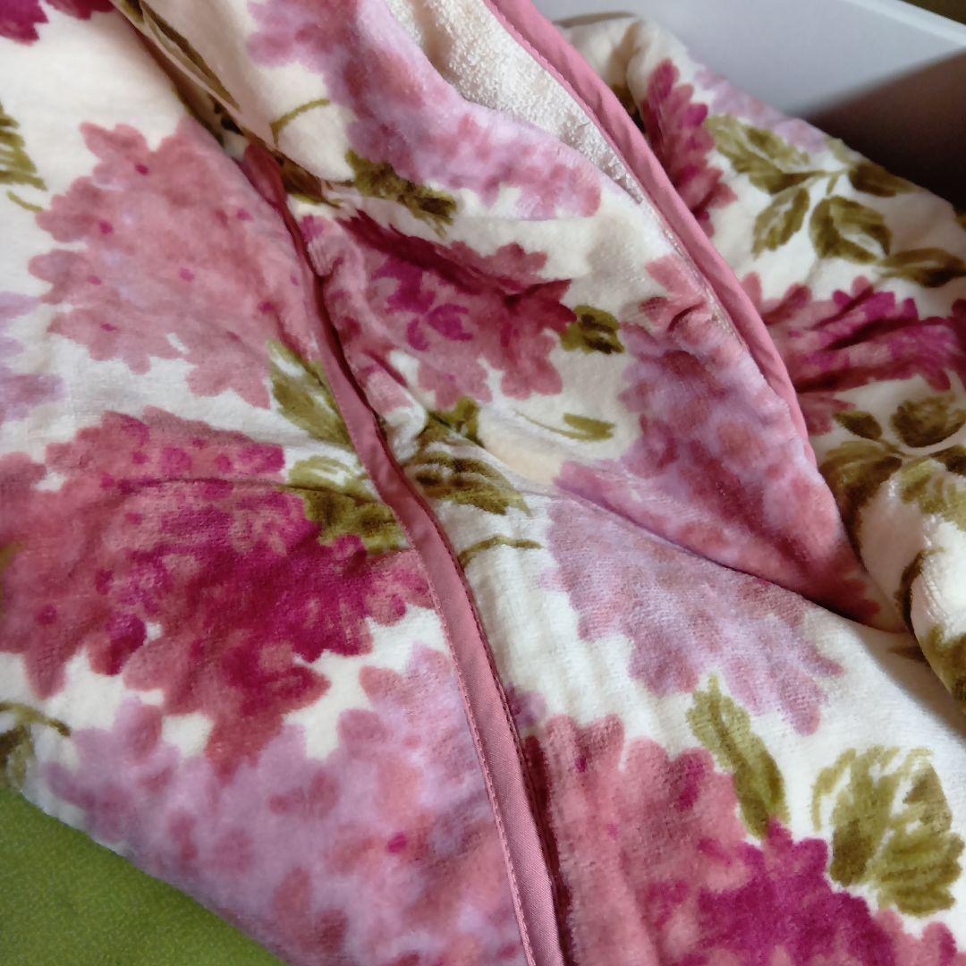 ホットマン タオルケット 日本製 大判 毛布 花柄 人気 レア ピンク 1秒