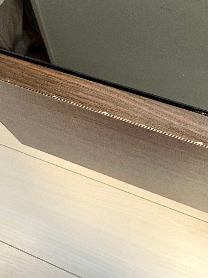 センターテーブル引き出し付き　ガラストップ　ダークブラウン