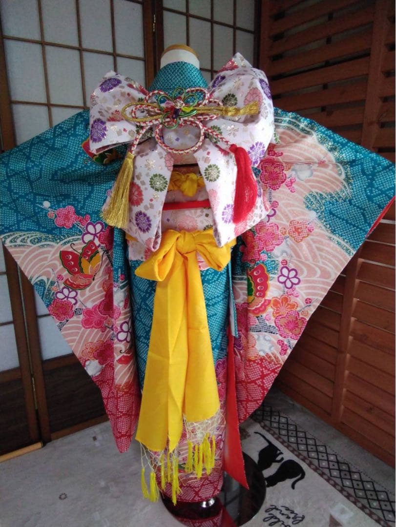 7歳向け・表側正絹・お着物のセット