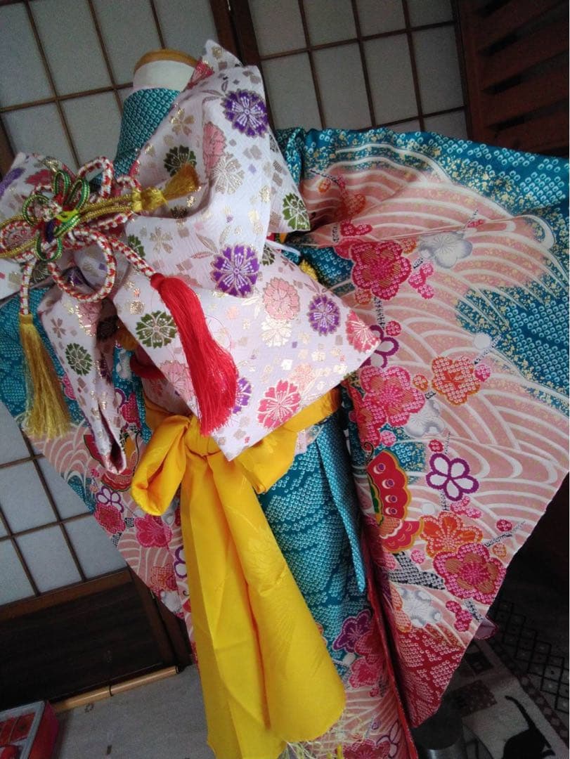 7歳向け・表側正絹・お着物のセット