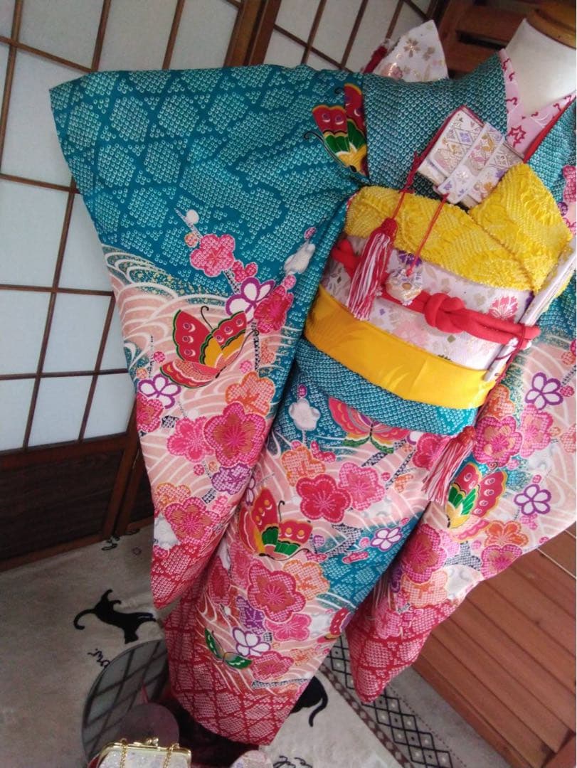 7歳向け・表側正絹・お着物のセット