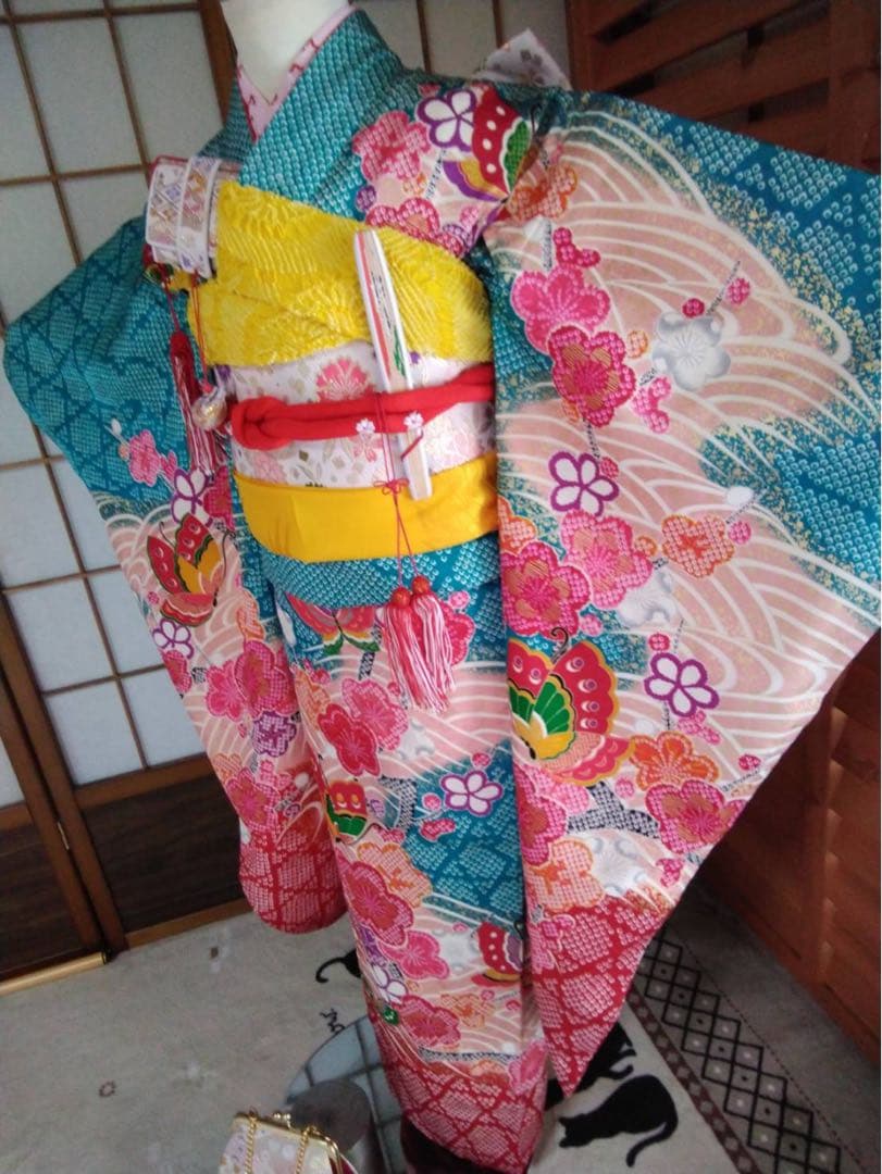 7歳向け・表側正絹・お着物のセット