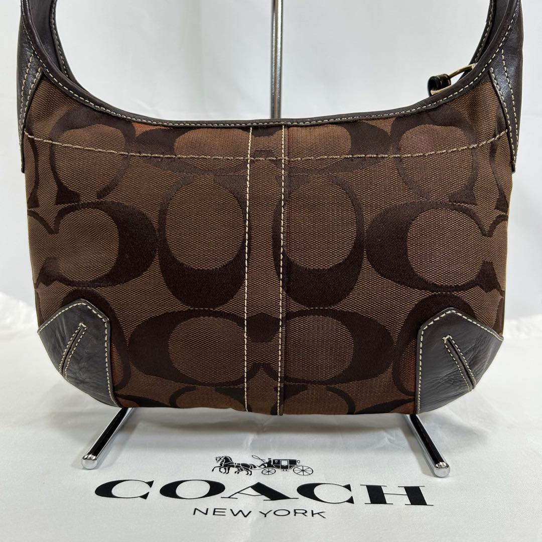【美品】コーチ 11289 ホーボー シグネチャー ワンハンドバッグ 肩掛け 茶