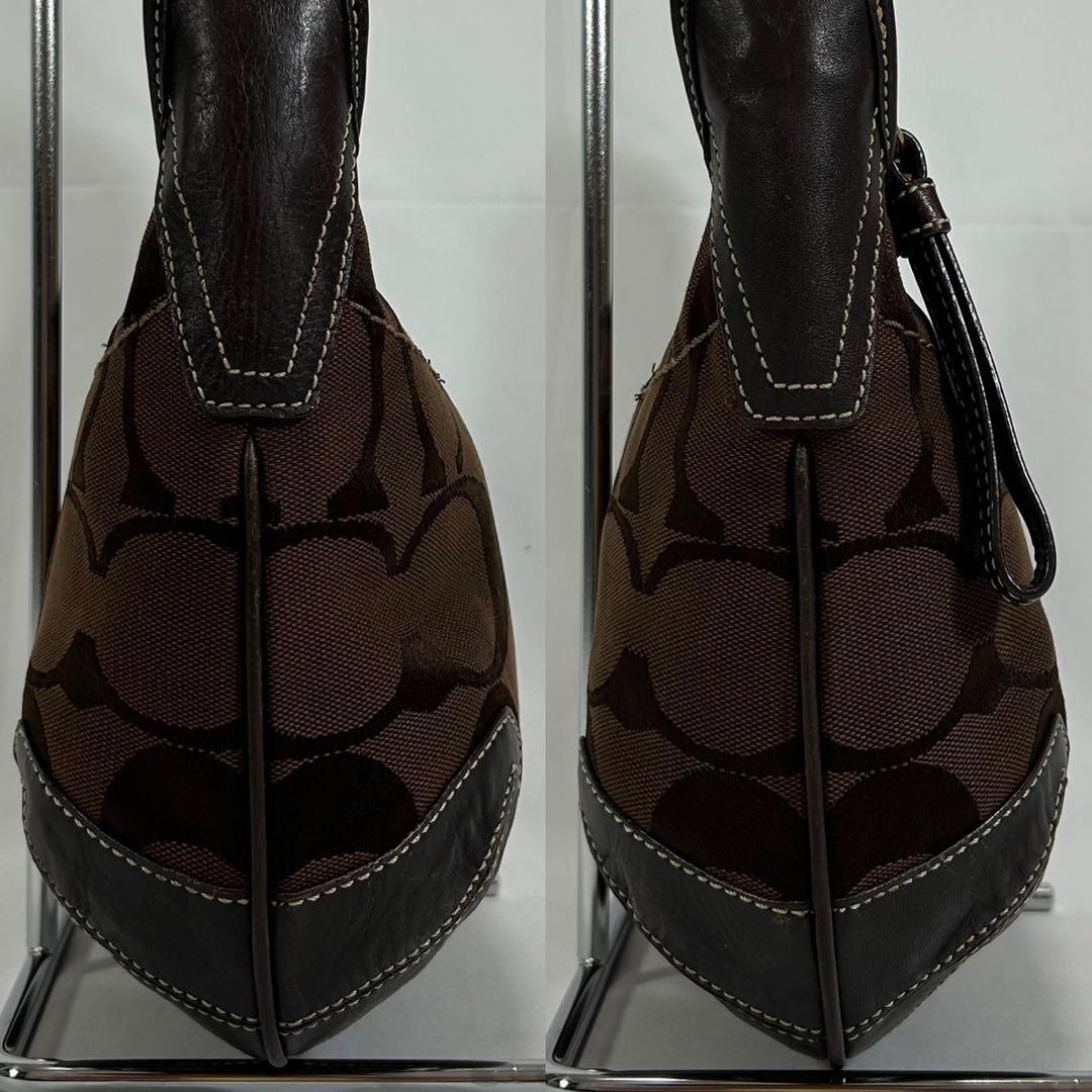 【美品】コーチ 11289 ホーボー シグネチャー ワンハンドバッグ 肩掛け 茶