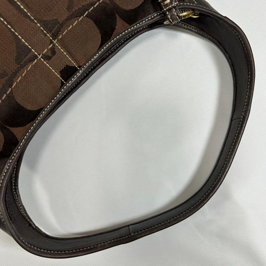 【美品】コーチ 11289 ホーボー シグネチャー ワンハンドバッグ 肩掛け 茶