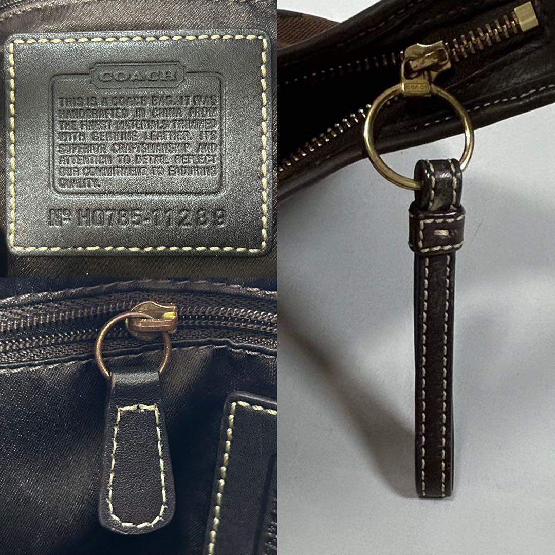 【美品】コーチ 11289 ホーボー シグネチャー ワンハンドバッグ 肩掛け 茶