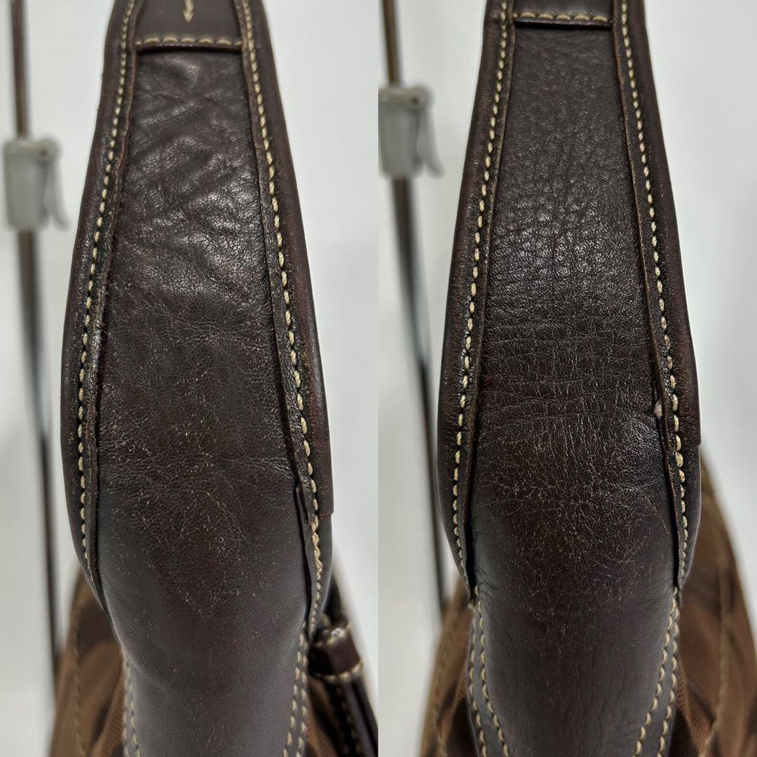 【美品】コーチ 11289 ホーボー シグネチャー ワンハンドバッグ 肩掛け 茶