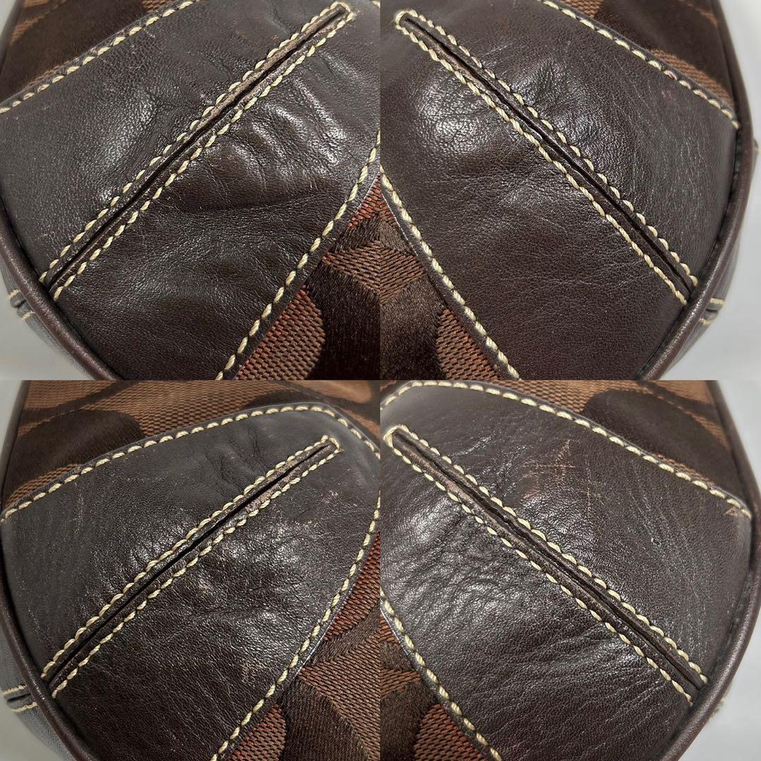 【美品】コーチ 11289 ホーボー シグネチャー ワンハンドバッグ 肩掛け 茶