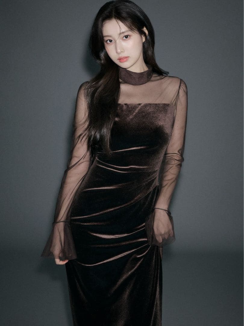 SNIDELシアードッキングベロアドレス【カンヘウォン着用】