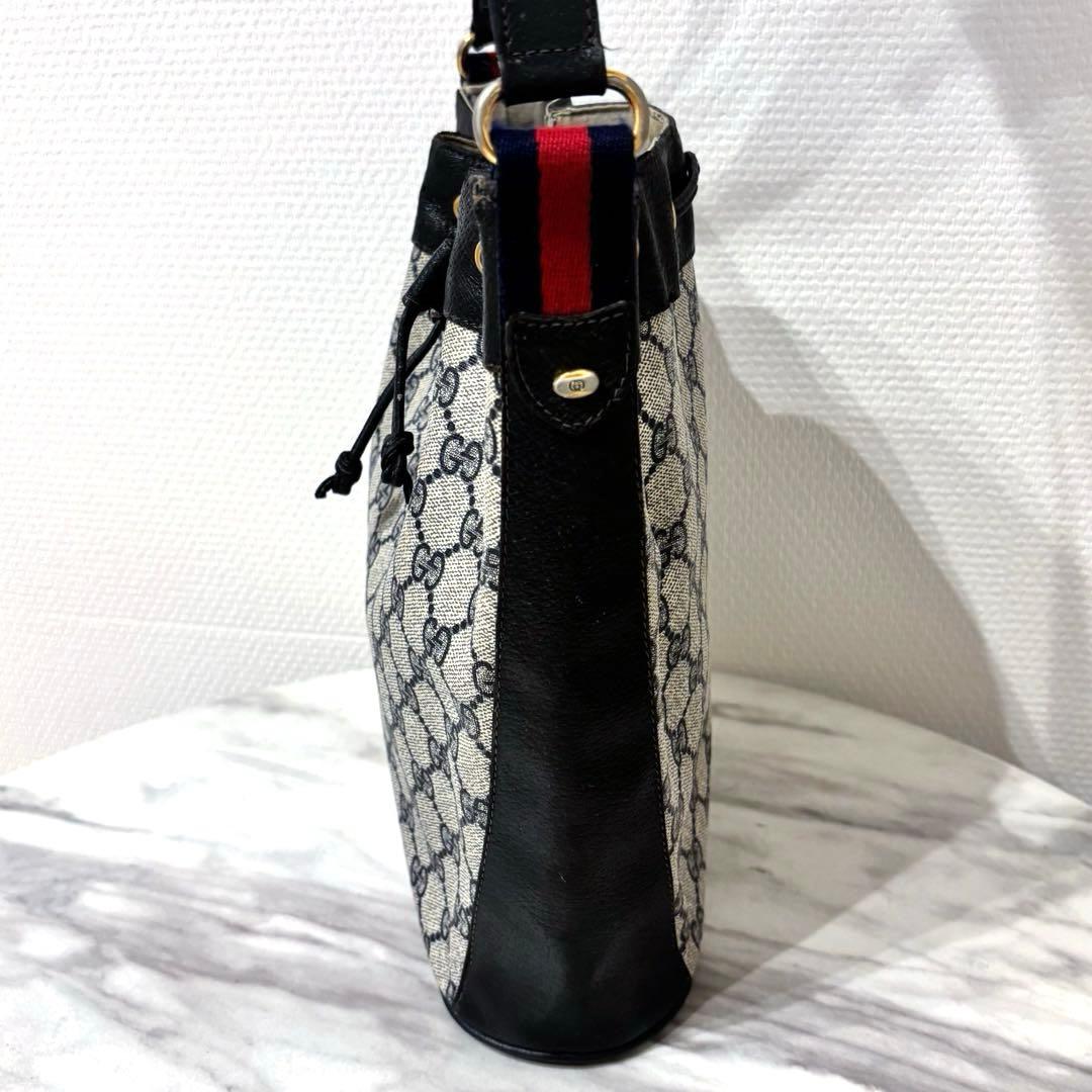 オールドグッチ　シェリーライン　ショルダーバッグ　ネイビー　GUCCI