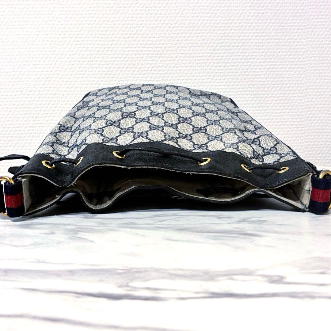 オールドグッチ　シェリーライン　ショルダーバッグ　ネイビー　GUCCI