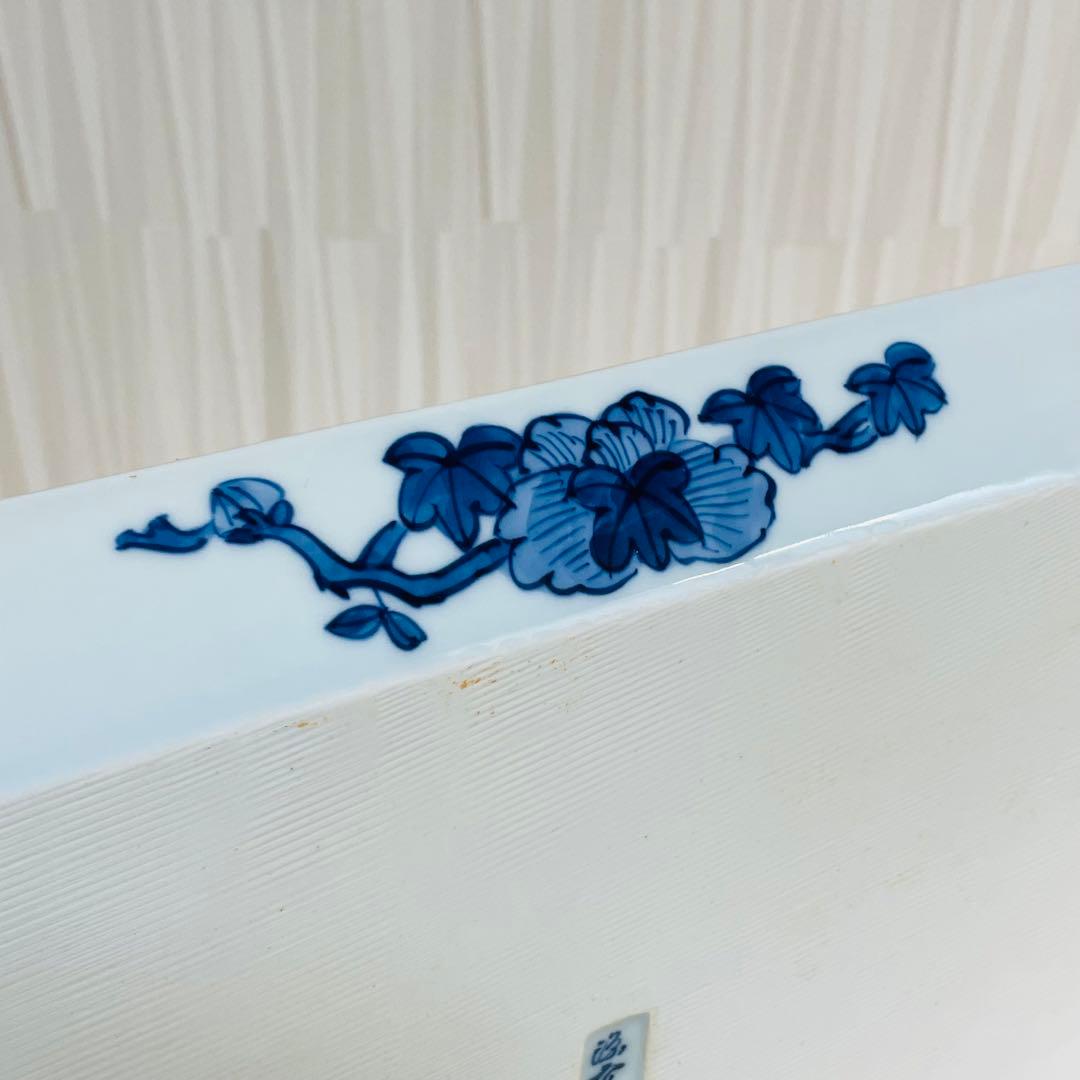 有田焼 源右衛門 染錦古代花鳥図 角平皿 四角 スクエアプレート トレー