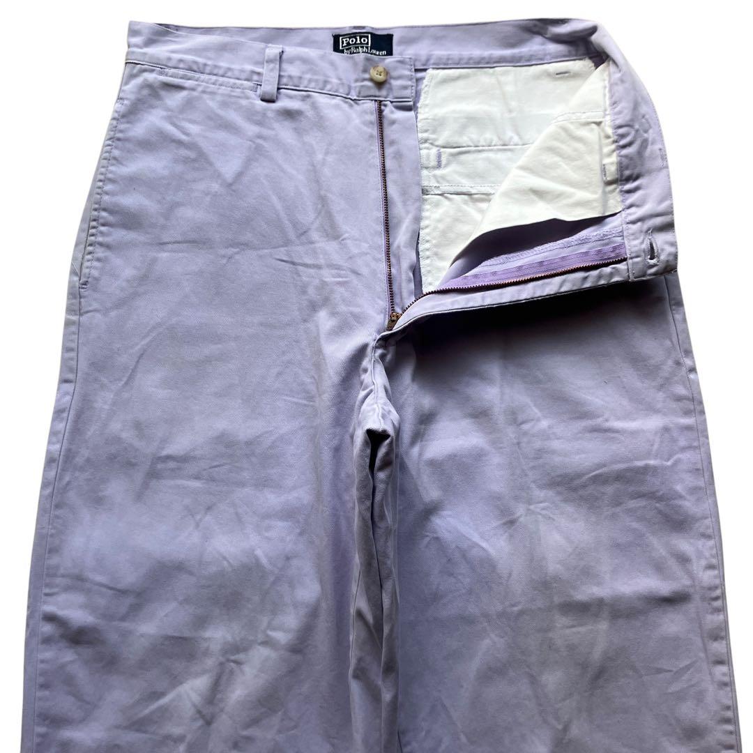 USA製90s極太 ポロバイラルフローレン チノパン ポロチノ薄紫 W32L30