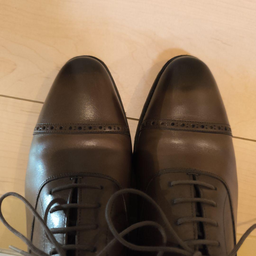 オリエンタルシューズ ブラウン レザー キャップトゥ ドレスシューズ