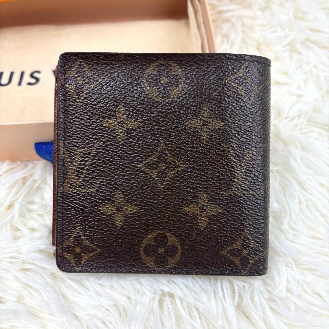 【美品】ルイヴィトン モノグラム ポルトフォイユマルコ 二つ折 財布