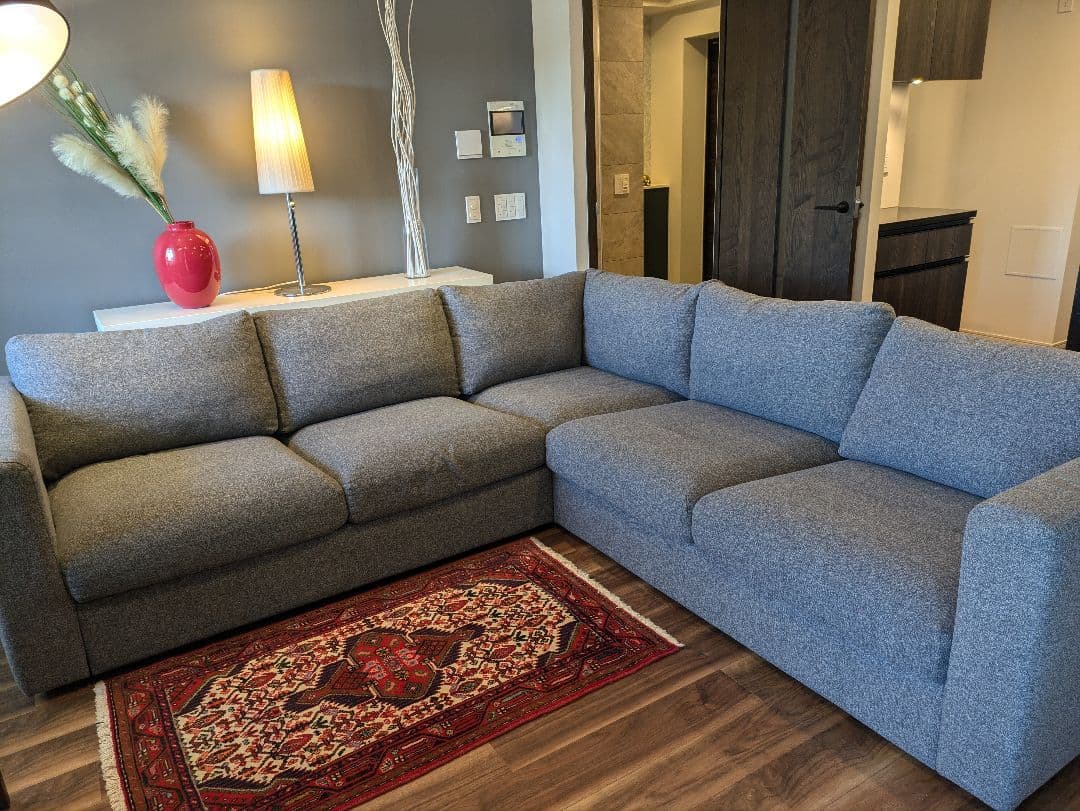 イケア　IKEA VIMLE ヴィムレコーナーソファ、ミディアムグレー1/2