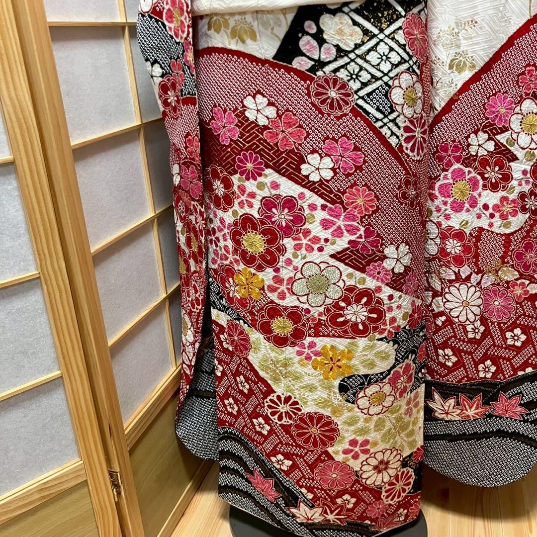 らら様［4886］振袖 4点セット 相良刺繍 絞り 成人式 卒業式 正絹 着物袷