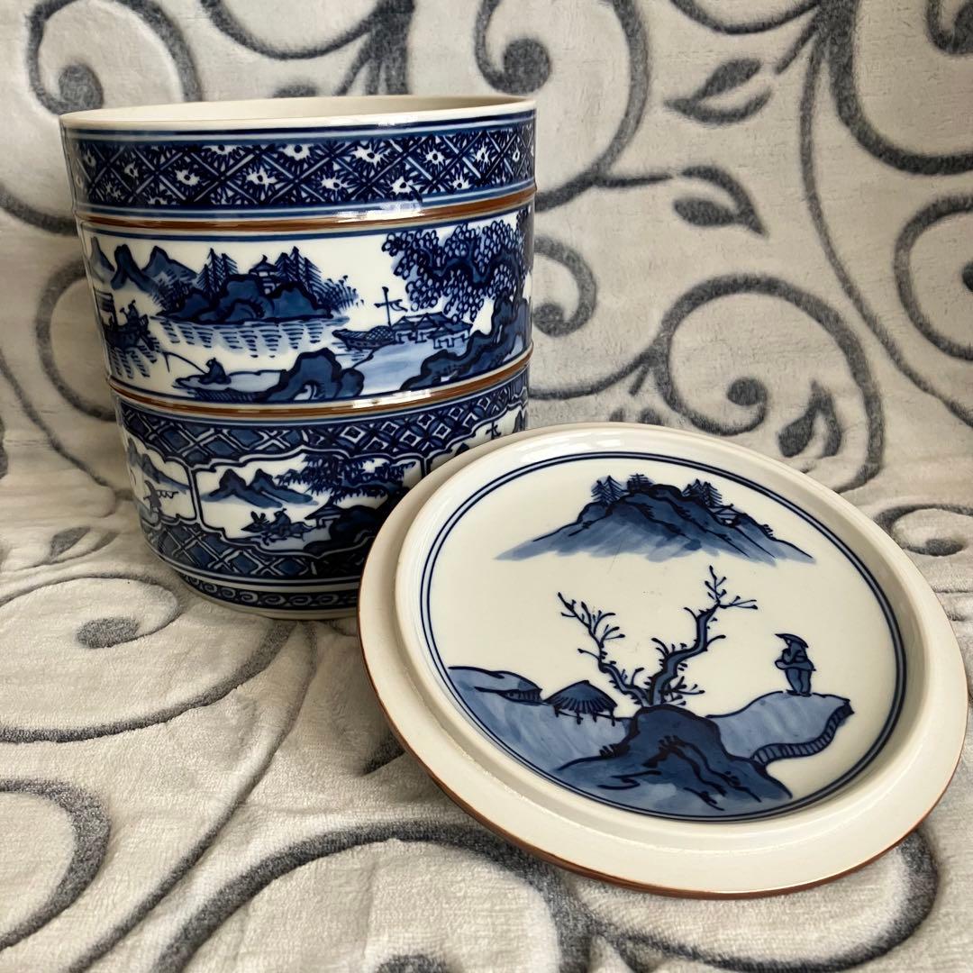 茶道具 平安秀峰 造 染付祥瑞写 水指 共箱