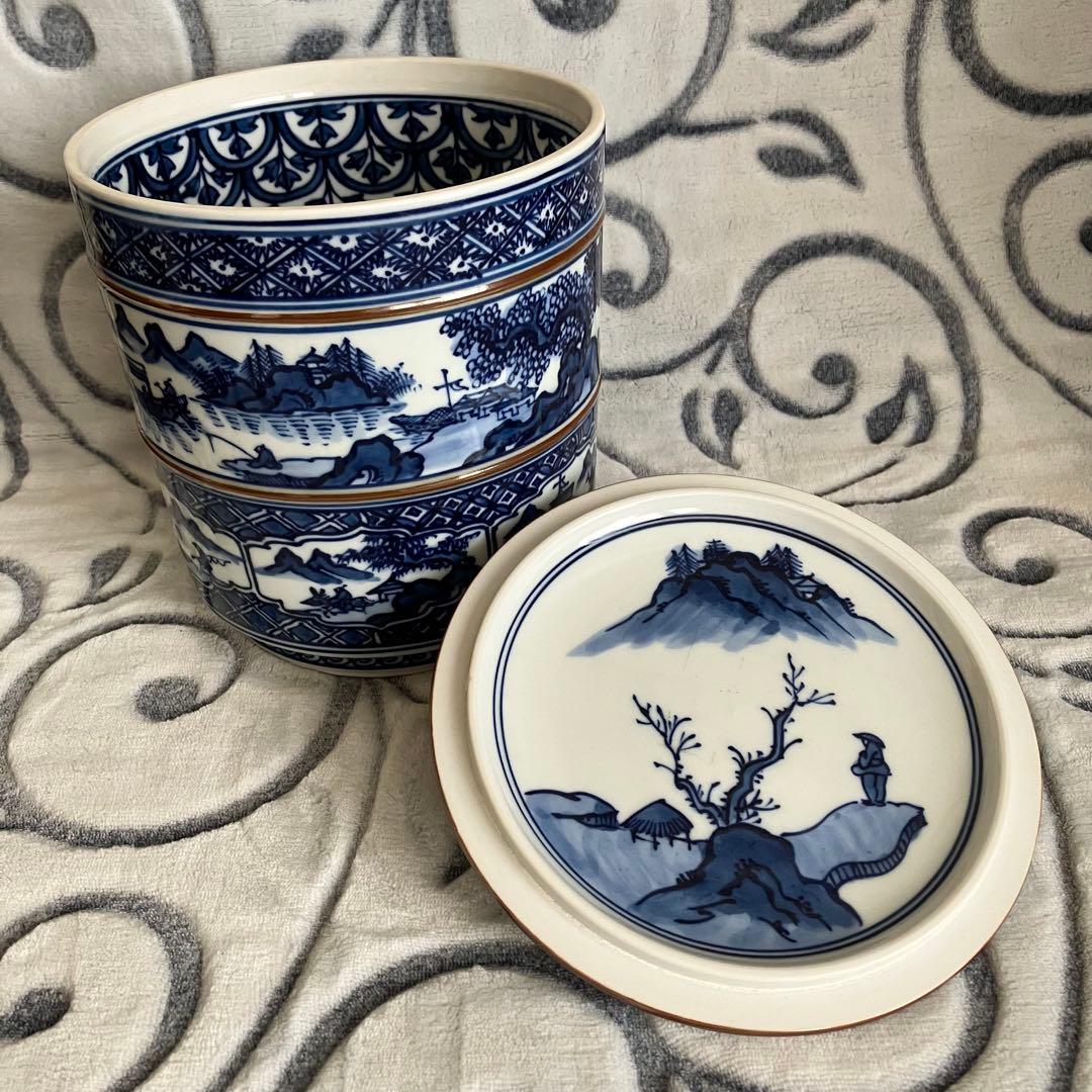 茶道具 平安秀峰 造 染付祥瑞写 水指 共箱