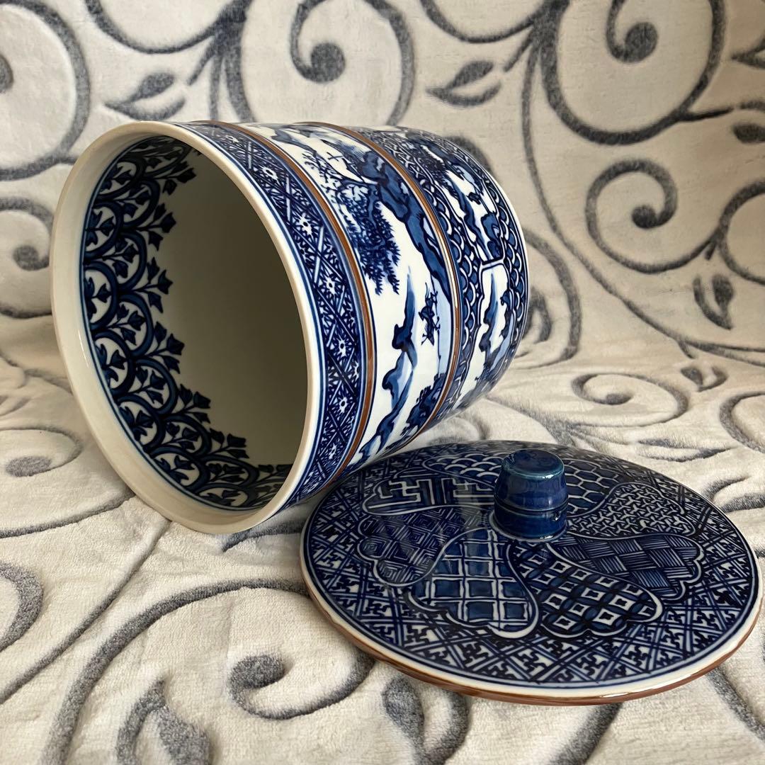 茶道具 平安秀峰 造 染付祥瑞写 水指 共箱