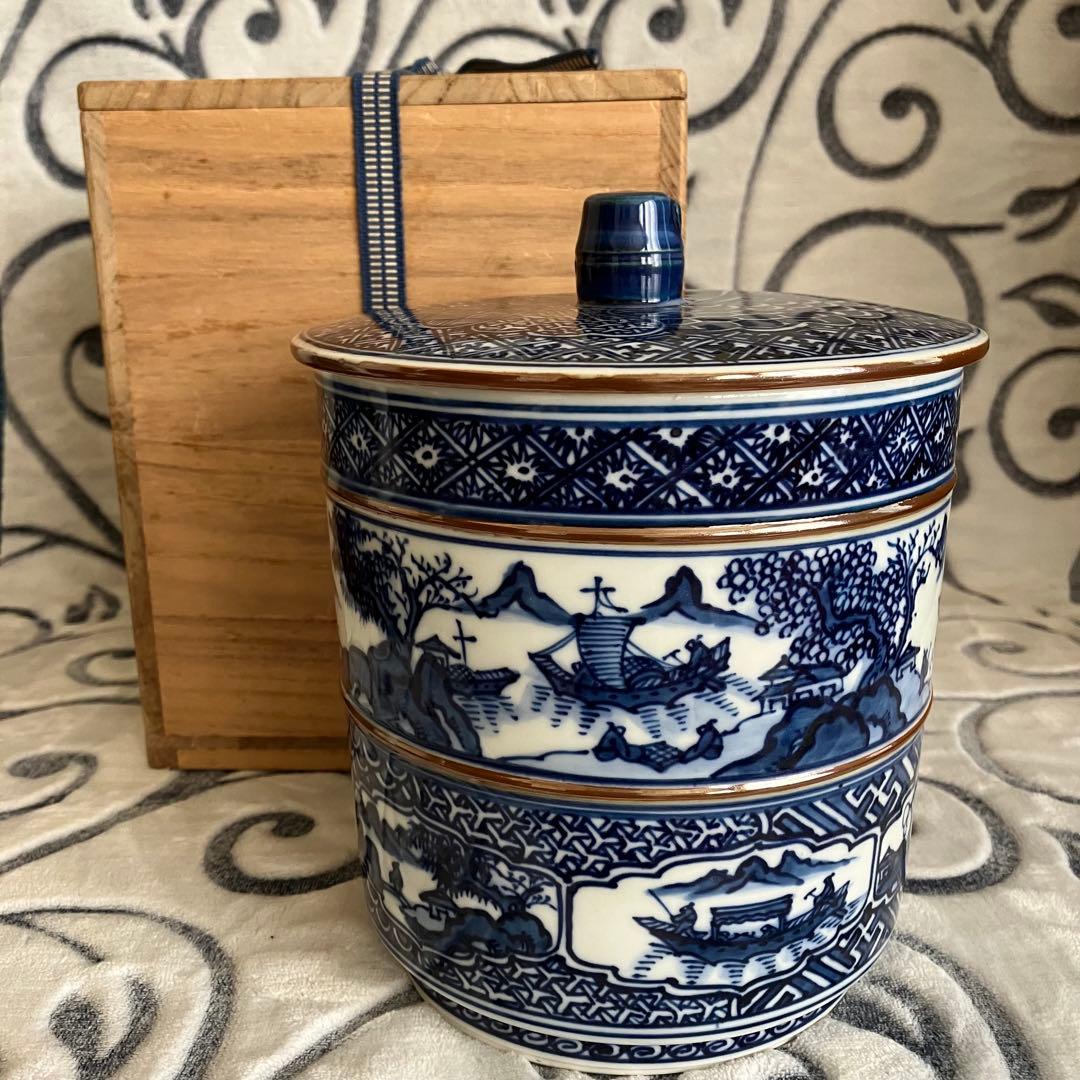 茶道具 平安秀峰 造 染付祥瑞写 水指 共箱