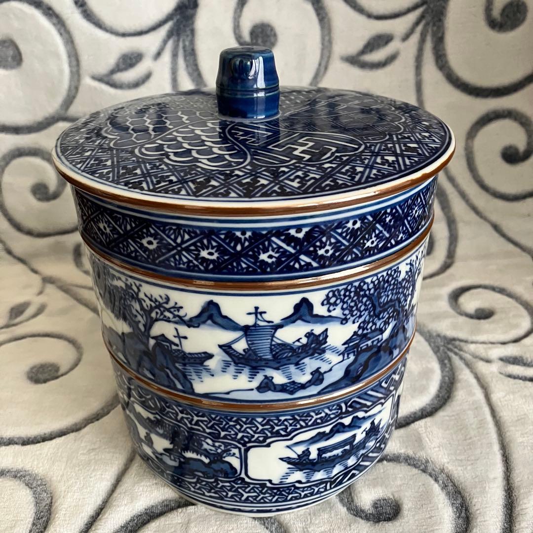 茶道具 平安秀峰 造 染付祥瑞写 水指 共箱