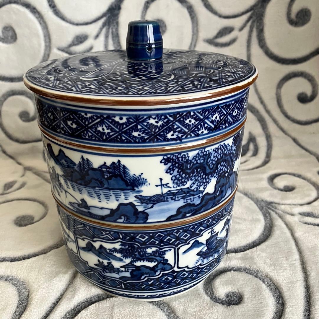 茶道具 平安秀峰 造 染付祥瑞写 水指 共箱