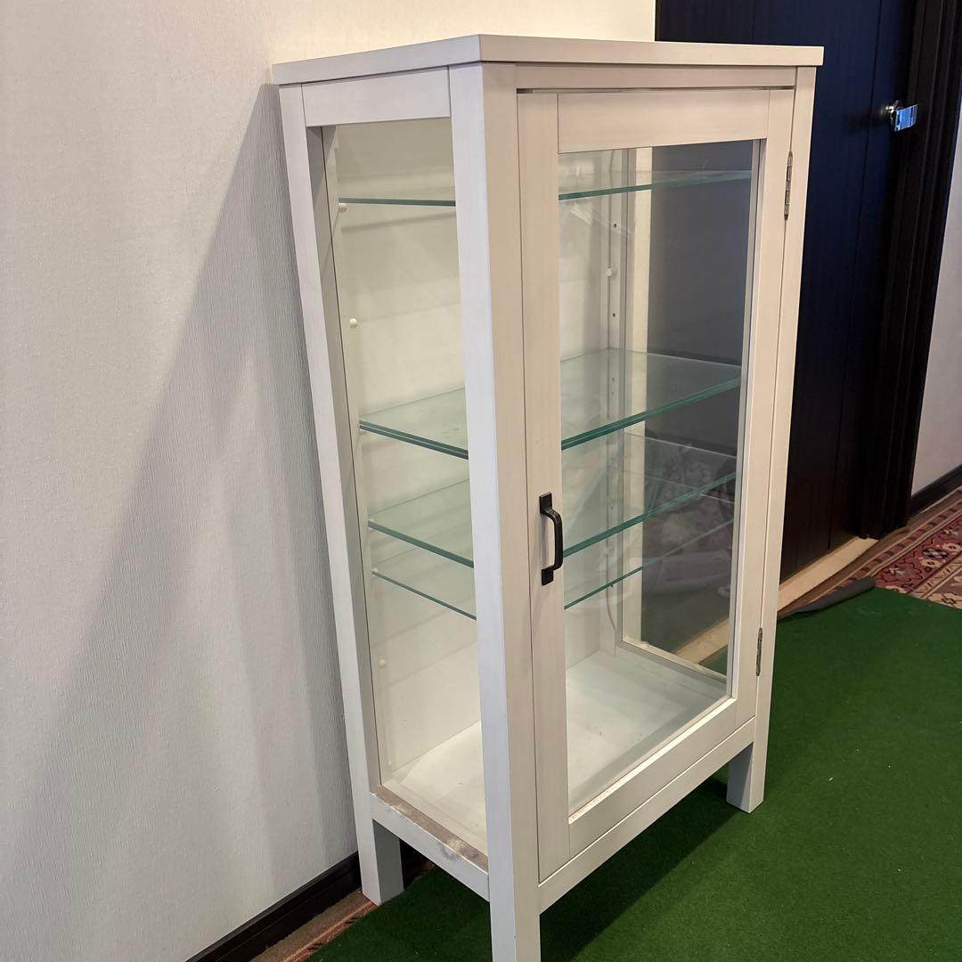 ホワイト ガラスケース 6段棚 引き戸