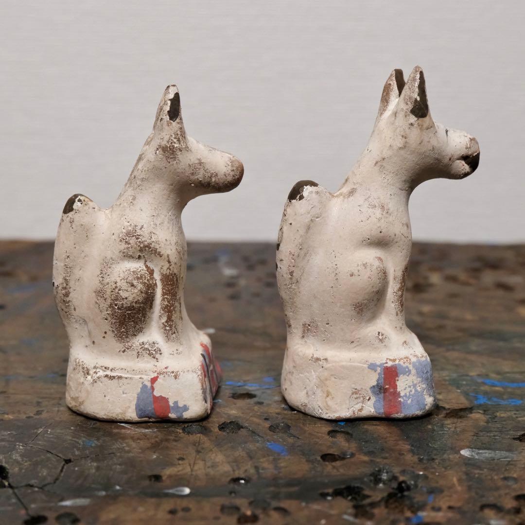 H*k様 古作 大正 昭和 戦前 陶器人形 稲荷 狐 セット 民藝 オブジェ ア