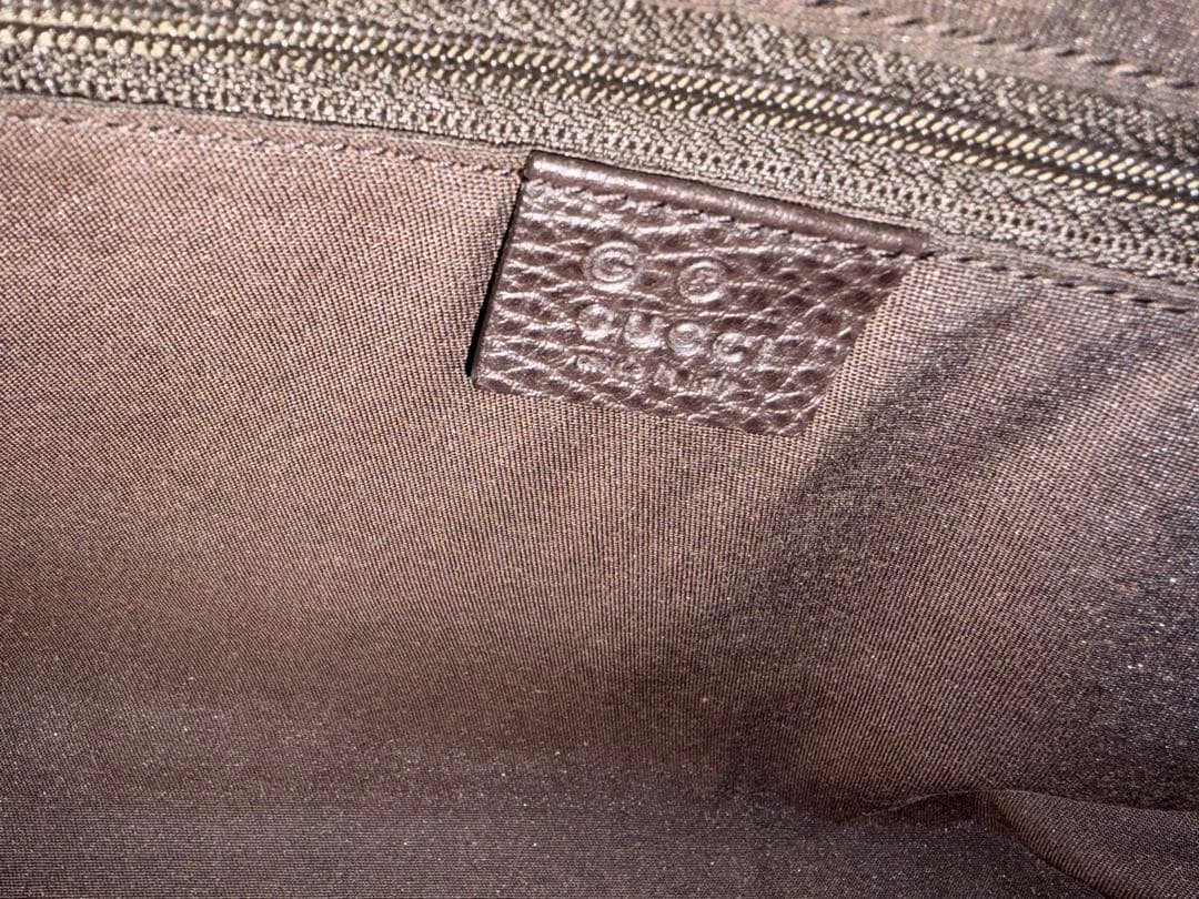 GUCCI ブラウン GGパターン トートバッグキャンパスレザーグッチ
