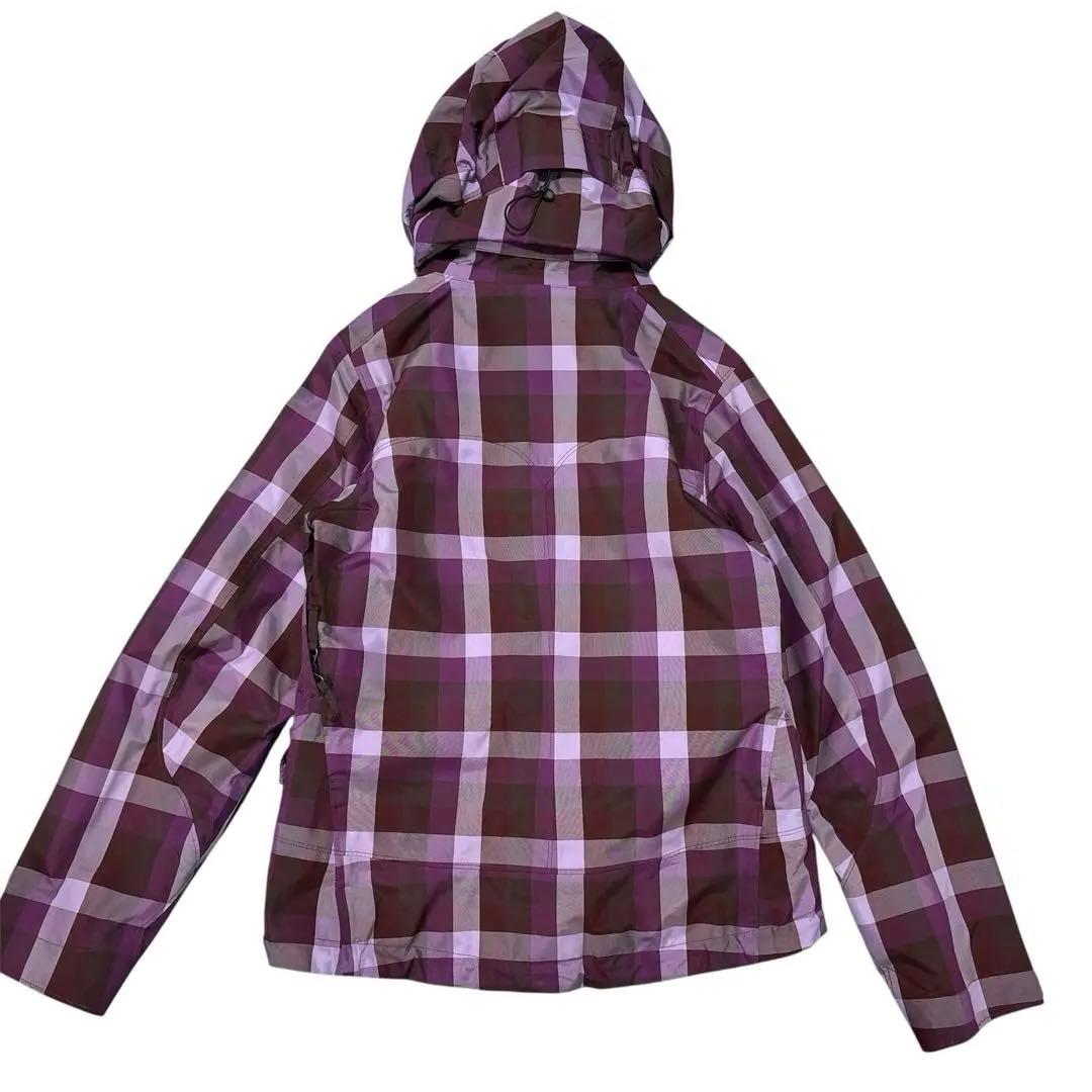 Patagonia フード付きジャケット 紫茶チェック　マウンテンパーカー