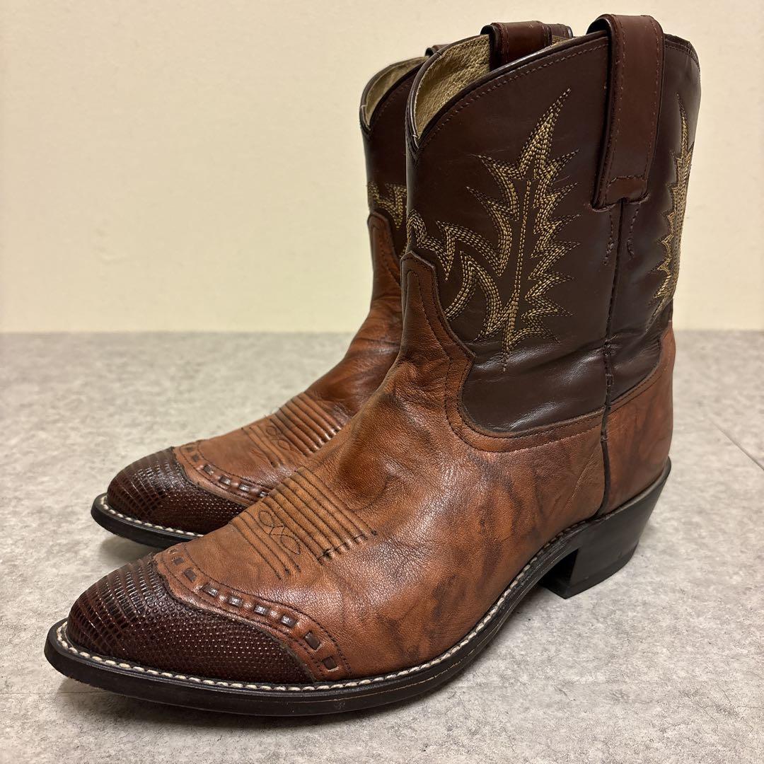 希少 Tony Lama ウエスタンブーツ 刺繍 リザードトゥ Y2K 25EE
