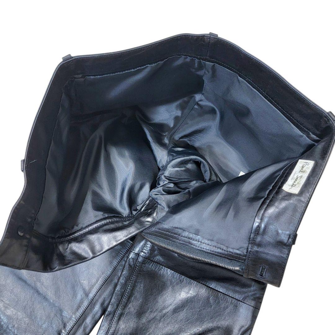 ほぼ未使用 極上 ポールスミス 馬革 ホースハイド 76 レザーパンツ 黒