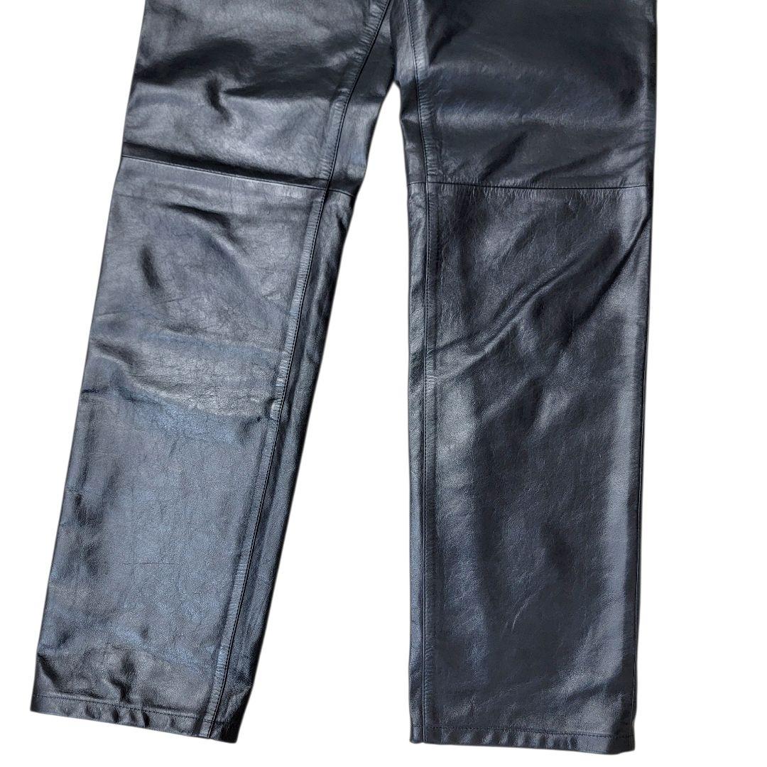 ほぼ未使用 極上 ポールスミス 馬革 ホースハイド 76 レザーパンツ 黒