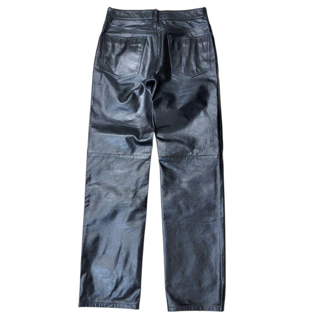 ほぼ未使用 極上 ポールスミス 馬革 ホースハイド 76 レザーパンツ 黒